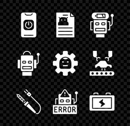 Set turn off robot from phone technical vector