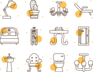 isolated home block and line style icon set vector image