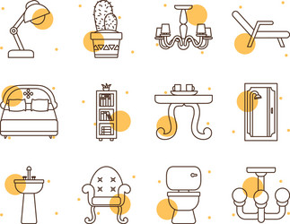 Isolated home block and line style icon set vector