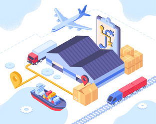 Flat isometric concept of global logistics Vector Image