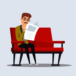 man reading newspaper flat vector