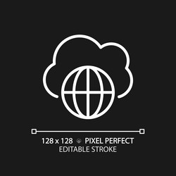 Public cloud pixel perfect white linear icon vector