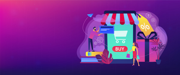 Smart retail in city header banner vector