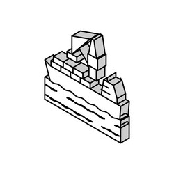 containers loading on ship in port isometric icon vector image