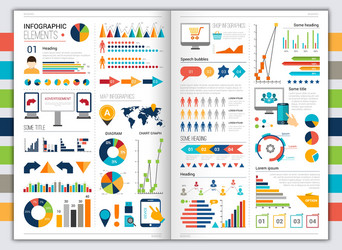 Business chart icons set flat Royalty Free Vector Image