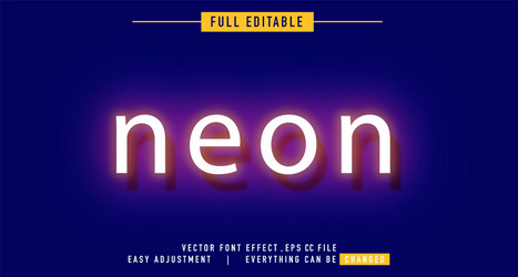 neon text effect that can be edited easily vector image