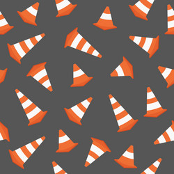seamless pattern types traffic cones different vector image