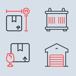 set line container package box with fragile vector image