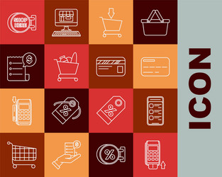 set line pos terminal with inserted credit card vector image