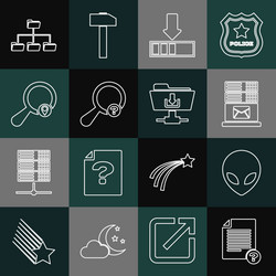 set line unknown document alien mail server vector image