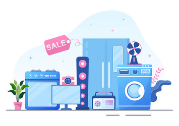 electronics store that sells computers tv vector image
