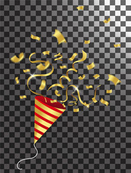 exploding party popper with confetti and streamer vector image