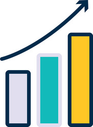 graphic bar chart icon line and fill style vector image