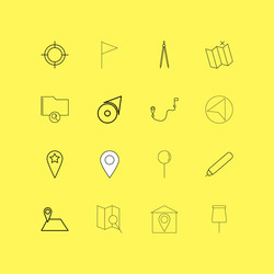 map and navigation linear icon set simple outline vector image