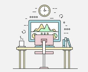 Modern Workspace with Computer vector image
