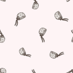 Bandana chef hat seamless pattern engraving Vector Image