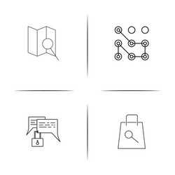 internet security simple linear icon setsimple vector image