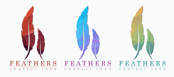 logo design with bird feather abstract polygonal vector