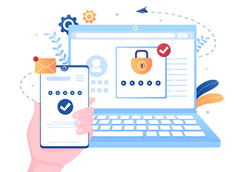 2fa two steps authentication password secure vector image