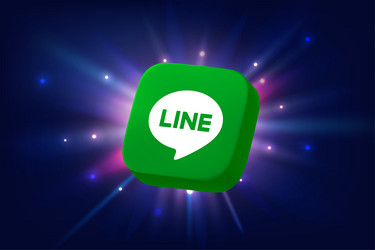 line app 3d icon on space background with rays vector