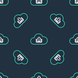 line cloud upload icon isolated seamless pattern vector image