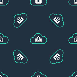 Line cloud upload icon isolated seamless pattern vector