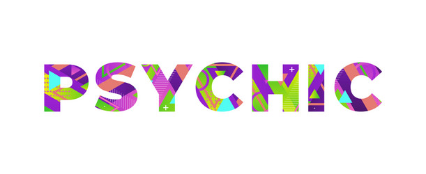 Psychic Retro Word Art Vector Image