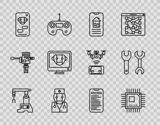 set line assembly processor vector image