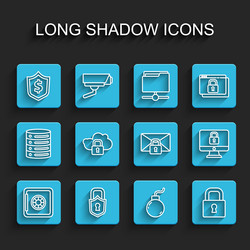 set line safe lock shield with dollar bomb ready vector image