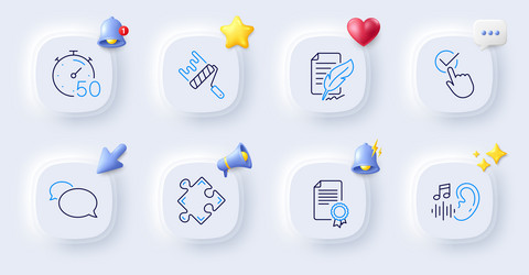 strategy timer and messenger line icons for web vector image