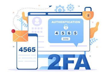 2fa two steps authentication password secure vector image