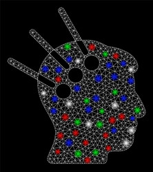 bright mesh 2d neural interface with flash spots vector image