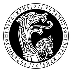 scandinavian viking design dragon head painted Vector Image