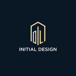 dl initial monogram logo with hexagonal shape vector image