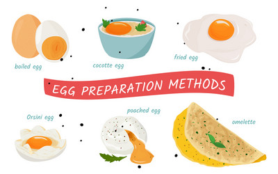 egg cooking in different ways set meal vector