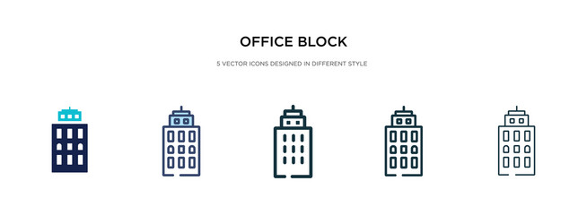 office block icon in different style two colored vector image