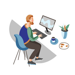 Programmer Working at Desk vector image