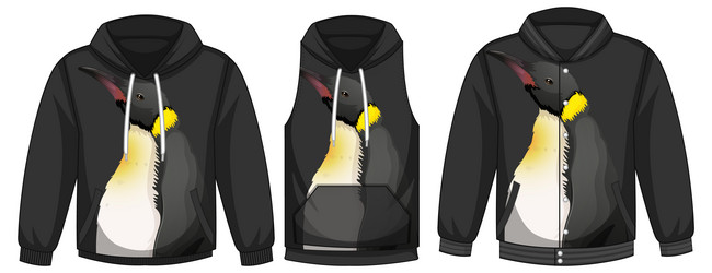 Set of different jackets with penguin template vector