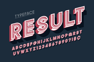 vitage 3d display font design alphabet letters vector image