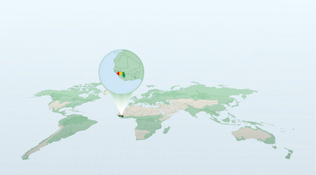 world map in perspective showing the location vector image