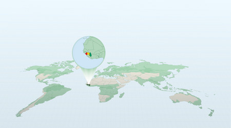 world map in perspective showing the location vector