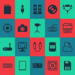 Computer icons set with central processor unit vector