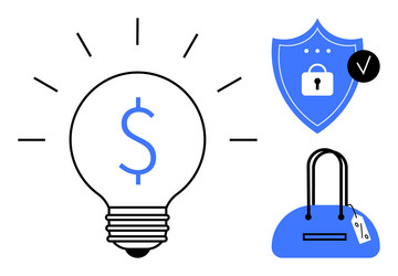 lightbulb with dollar sign security shield vector image