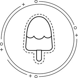 patch ice cream in stick with frame circular vector image