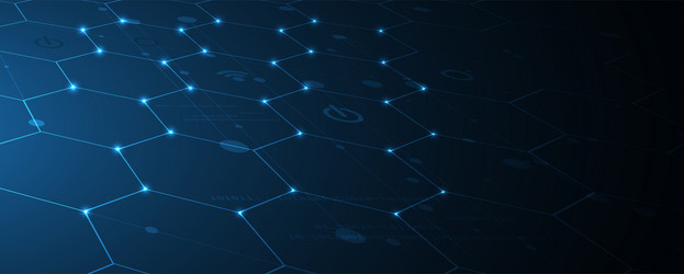 technology banner design with hexagons abstract vector image