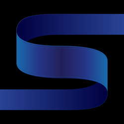 blue fabric curved ribbon on black background vector image