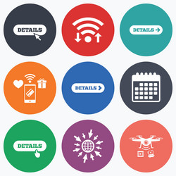 details with arrow more symbol and cursor vector image