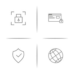 internet security simple linear icon setsimple vector image