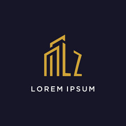 lz initial monogram with building logo design vector image