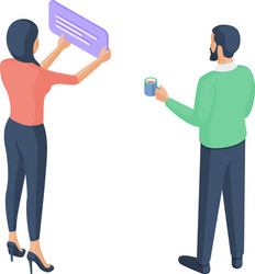 Man and woman analyzing digital data together vector